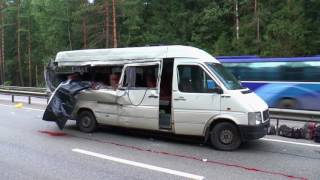 Авария в Калуге, автобус с камазом ДТП