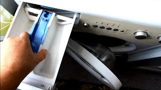 Как вытащить лоток для порошка у стиральной машины Беко