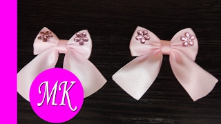 Атласные бантики своими руками / Бантики Канзаши / DIY Kanzashi ribbon flower