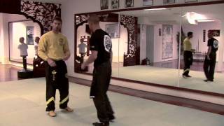 Sifu Sergio demonstrating Wing Chun's Yau Pin Yap Sing (to move from the side to the center)