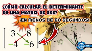 ???? ¿Cómo calcular el determinante de una matriz de 2x2? |⏰ En menos de 60 segundos | Shorts