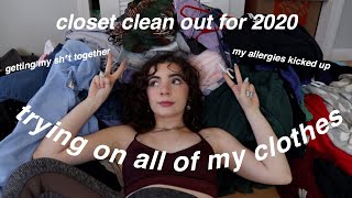 trying on ALL of my clothes: CLOSET CLEAN OUT FOR 2020