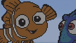 NEMO MC PIXEL ART: MINECRAFT FINDING DORY / FINDING NEMO PIXEL ART SPEED BUILD TIMELAPSE