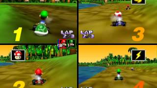 Mario Kart 64 Netplay: DK's Jungle Parkway 4 player race