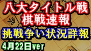 八大タイトル戦の挑戦争いから番勝負までの進行状況まとめ～名人戦から叡王戦まで　 4月22日ver