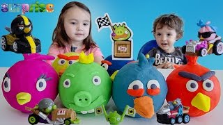 СЮРПРИЗ. РАЗНОЦВЕТНЫЕ ШАРИКИ ANGRY BIRDS ИЗ ПЛАСТИЛИНА Play Doh. МАШИНКИ Angry Birds GO!