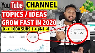 12 Best & Profitable YOUTUBE CHANNEL IDEAS / TOPICS in 2020 For Fast MONEY & Growth