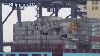 Storm-damaged Maersk Stepnica in Felixstowe