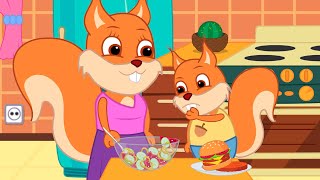 Famille d'Écureuil - Burger vs Salade Vidéos Animé 2021 en Français 13+