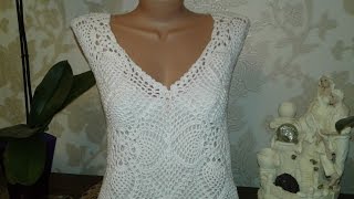Квадратный мотив крючком. Формирование V-образной горловины // Crochet motif
