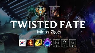 Twisted Fate Mid vs Ziggs - KR Challenger Patch 8.23