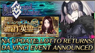 "The Lotto is Back!" F/GO NA - Da Vinci Event Re-run Announced!| Chaldea Update