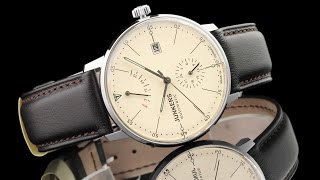 Junkers 6060-5 Bauhaus 40mm Automatic Leather Strap Watch with Power Reserve Indicator