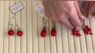 Яркие серьги из серебра с кораллом на весну/лето.