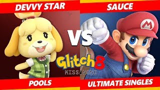 Glitch 8 SSBU - Devvy Star (Isabelle) Vs. NVR | Sauce  (Mario) Smash Ultimate Tournament Pools