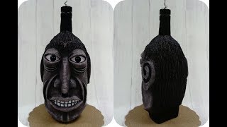 Декор бутылки папье - маше.