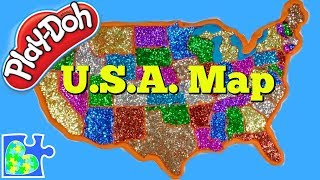 U.S. Map for Kids! Learn the United States of America! Play-Doh Puzzle of The U.S.A. || US Map