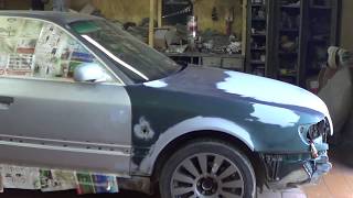 Красим  АУДИ А 6 100 цвет КВАРЦ.покраска авто в гараже