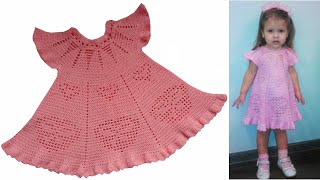 0 Платье с Сердечками крючком Мастер класс для начинающих Girl dress