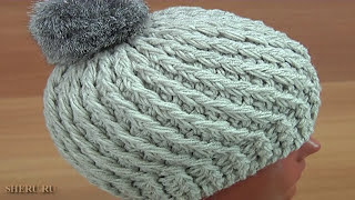 Теплая шапка крючком Урок 168