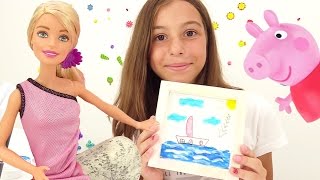 Видео для девочек - кукла Барби и Свинка Пеппа рисуют
