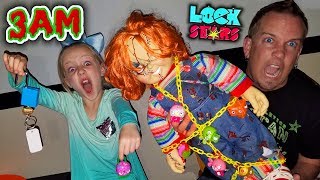 Do Not Open LOCK STARS TOYS at 3AM!!! OMG So Creepy! Chucky & Clown in My House!