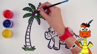 Как рисовать динозавра - How to draw a dinosaur - Paint and Animate