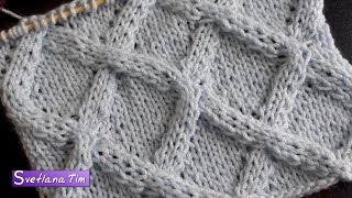 Узор спицами РОМБЫ. Схема. Вязание на спицах # 497