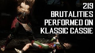 Mortal Kombat 11: 219 Brutalities Performed on Klassic Cassie Cage (1080P/60FPS)