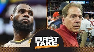 First Take reacts to LeBron James warning Nick Saban, Alabama over copyright | First Take | ESPN