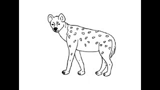 How to draw spotted Hyena drawing by kids step by step