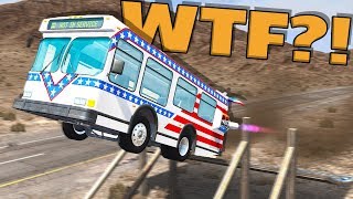 TINY ROCKET CITY BUS VS GIANT JUMPS! - BeamNG Drive Stubby Bus Mod