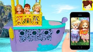 Pijamada de Las Bebes de Elsa y Ana en el Barco Real de la Princesa Ariel