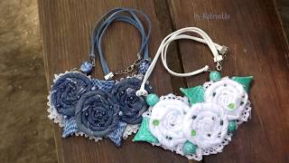 Как сделать колье с цветами из ткани своими руками. Сборка колье. Подробный МК