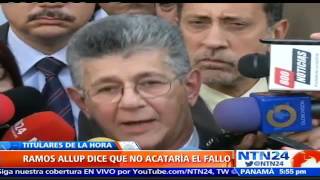 Ramos Allup advierte que desacatarían sentencia si el TSJ destituye a la directiva del Parlamento