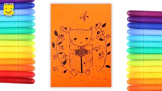 Как нарисовать котенка фломастерами - урок рисования для детей от 5 лет. Дети рисуют поэтапно