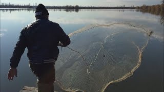 Зимняя рыбалка, кастинговой сетью.