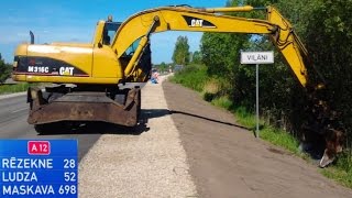 Формируем откосы дороги A12/E22 (Рига-Москва). Виляны-Резекне.