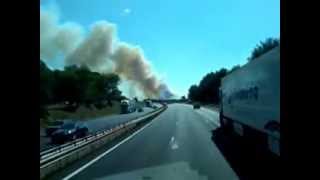 Incendie Autoroute A9, camion VS canadaire , le 31/07/2014 /A VOIR\