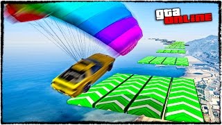 САМЫЙ ЗАТЯЖНОЙ ПРЫЖОК НА ТАЧКЕ С ПАРАШЮТОМ В ГТА 5 ОНЛАЙН (GTA 5 ONLINE SKILL TEST)