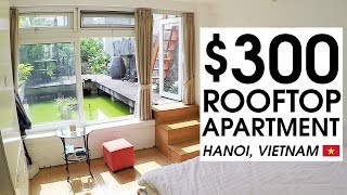 $300 TINY ROOFTOP APARTMENT TOUR in HANOI | LIFE IN VIETNAM