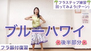 #590?ブルーハワイ(後半部分)の振付復習&ターン(回転)を練習してみよう❤️フラダンス初心者向け☆フラ基本ステップ❤️練習用反転動画?一緒にフラを踊ろう?Mio-STYLE?