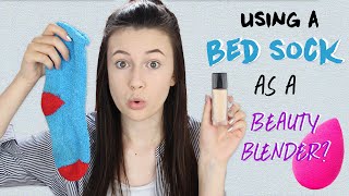 USING A BED SOCK AS A BEAUTY BLENDER? ♡ Hacks Tested!