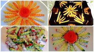 КАК КРАСИВО НАРЕЗАТЬ ОВОЩИ! КАЛИБРОВОЧНЫЙ НОЖ! Decoration of vegetables! Knife calibration!
