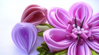 Лепестки Канзаши из Ленты 2 5 см /  Kanzashi Flower Petals Tutorial, Kanzashi Tatiana Vasyliuk