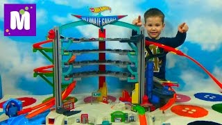 ХотВилс гараж с трассами и машинками распаковка игрушки Hot Wheels