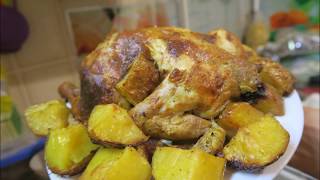 Самый простой рецепт курицы с айвой или яблоками и картошкой в духовке к НГ. Кулинарный Влог