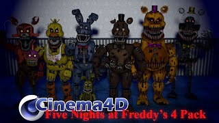 Cinema4D Five Nights at Freddy's 4 Rig Pack!!!