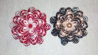 Красивые цветы канзаши из узкой ленты 0,6 см. Цветы канзаши. Flowers kanzashi