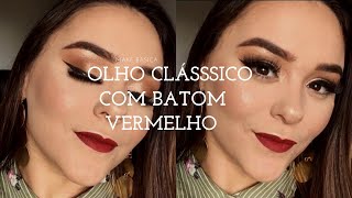 MAKE BÁSICA - OLHO CLÁSSICO COM BATOM VERMELHO
